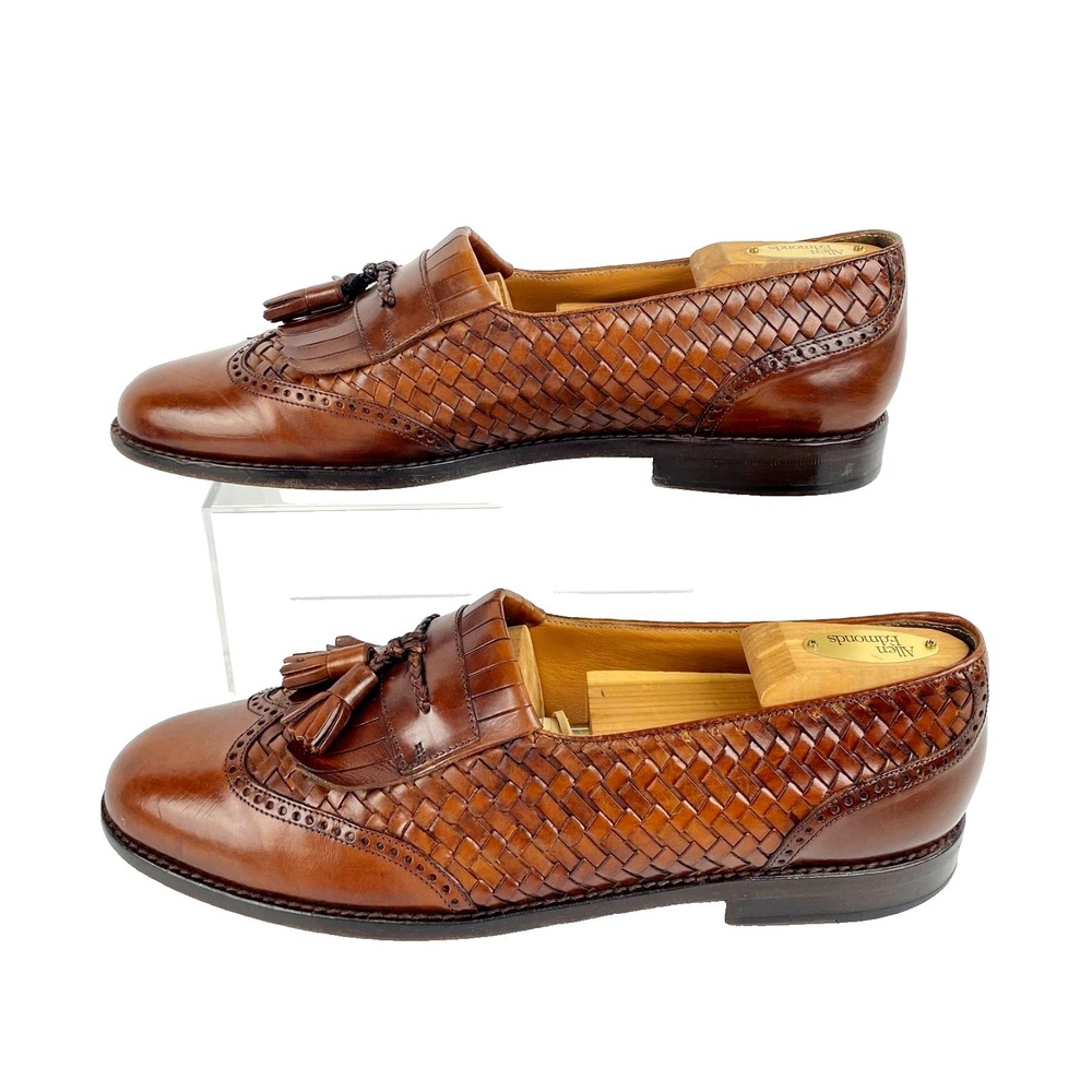 Mezlan Alicante Woven Leather Tassel Loafers Men's 10 M Brown Wingtip LKNU Spain - Picture 2 of 10